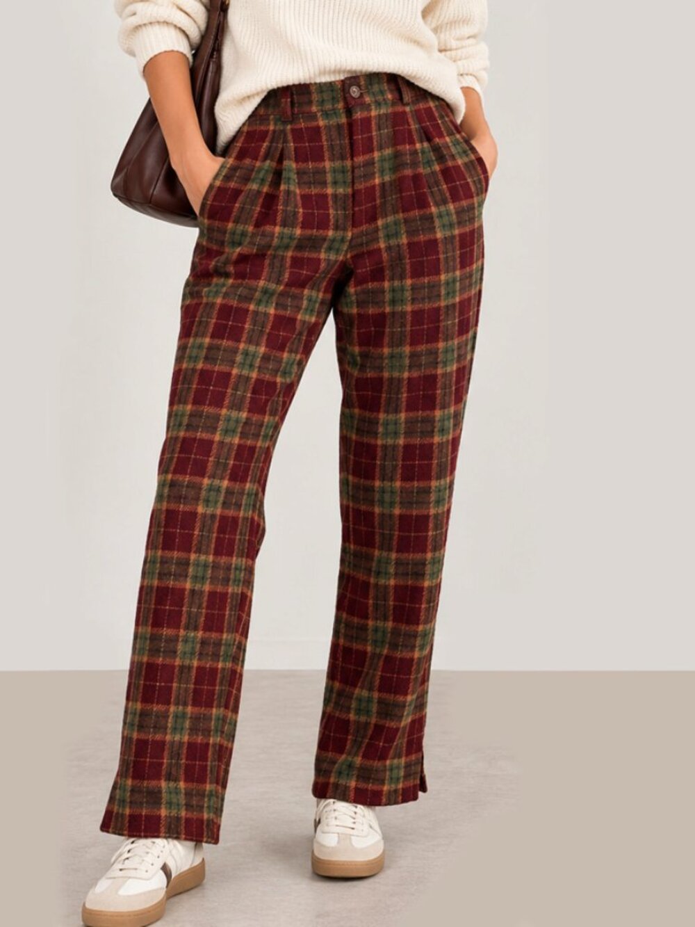 Pastiche High Rise Flannel Tartan Plaid Trousers